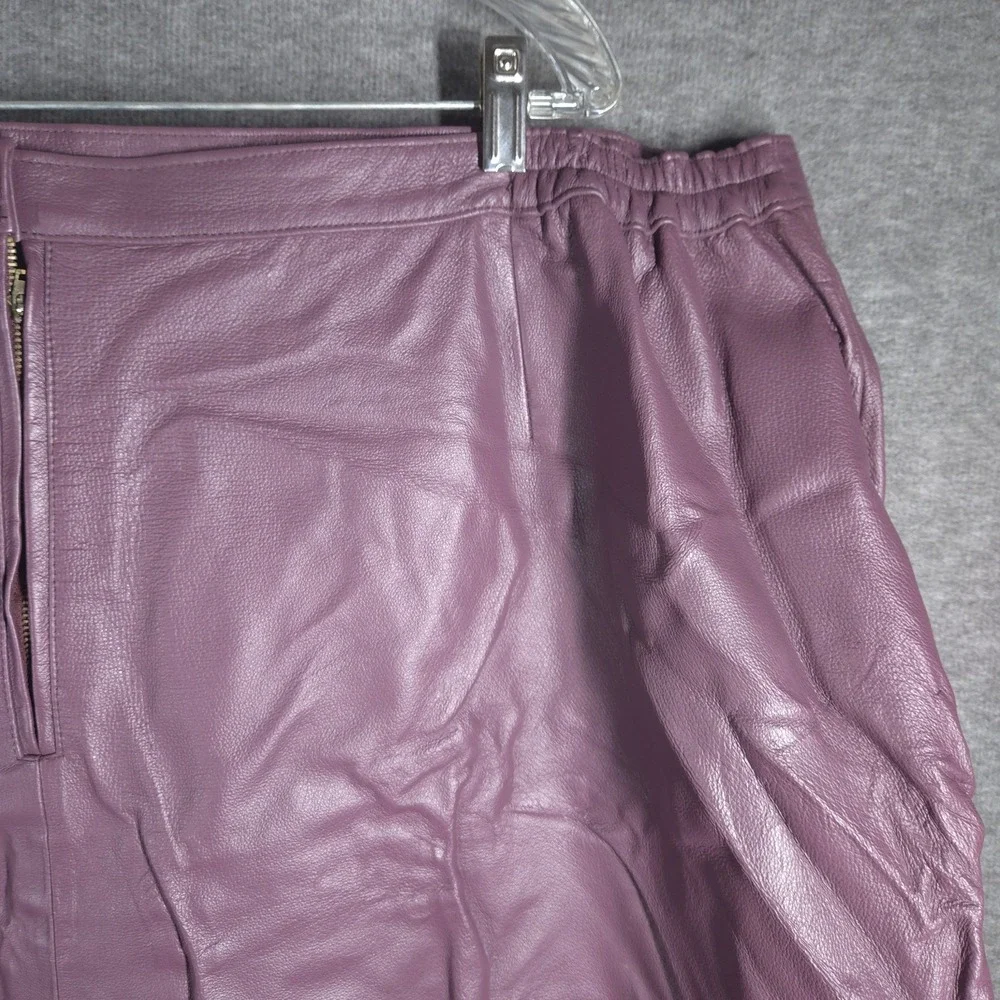 Vtg‎ Y2K Roaman's Purple Genuine Leather Laser Cut Midi Skirt Womens 34W